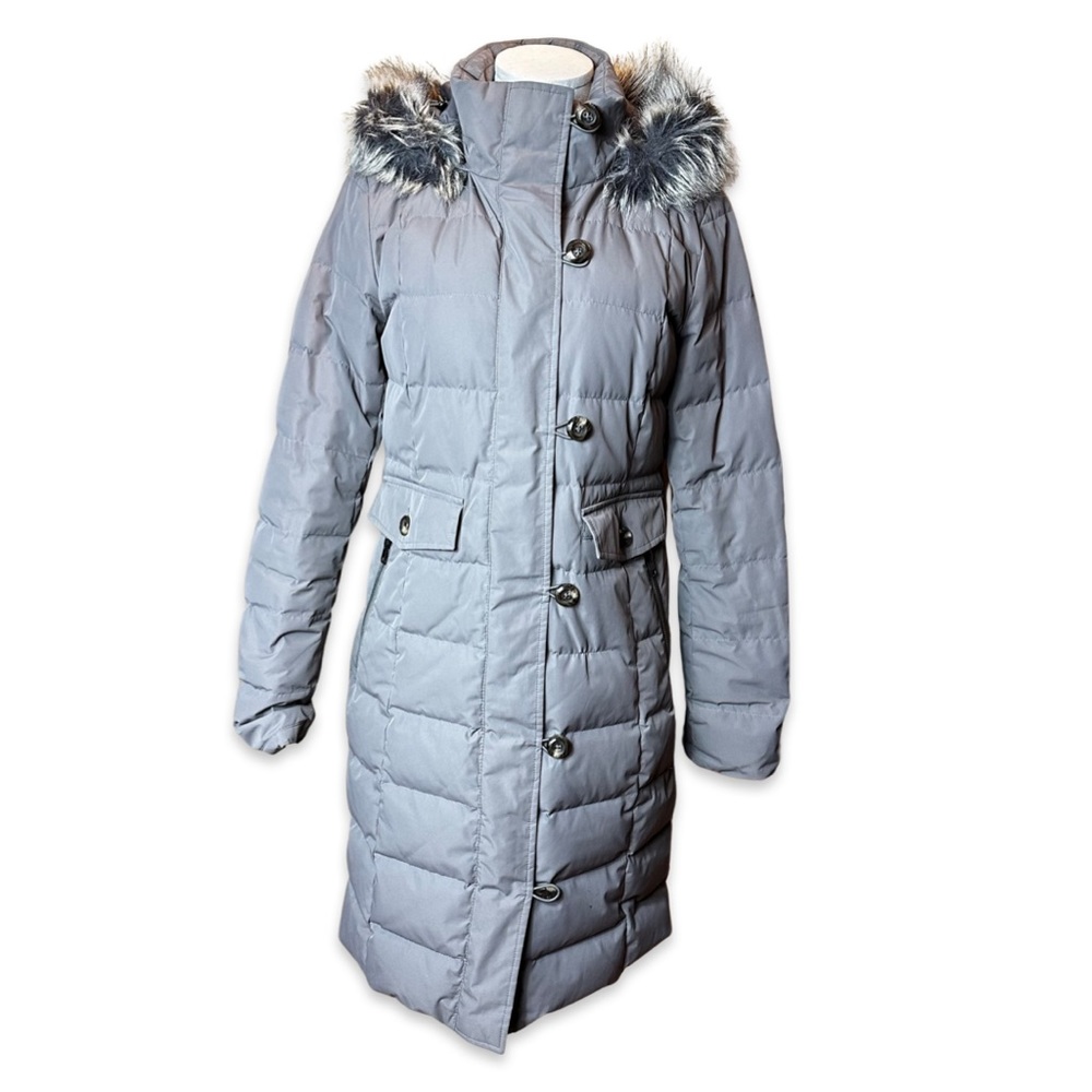 Women’s Lands End  Full Zip Hooded Quilted Puffer Coat Size: Xs color Brown